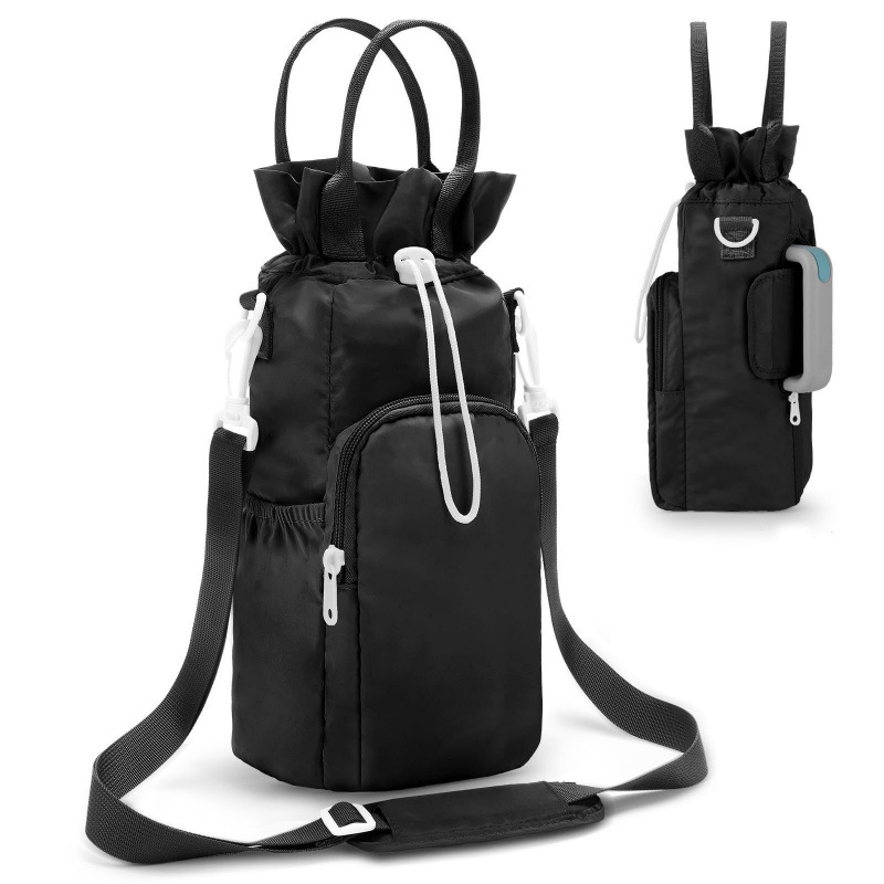 Husă izolatoare pentru sticlă de apă, cu curea crossbody și închidere cu șnur