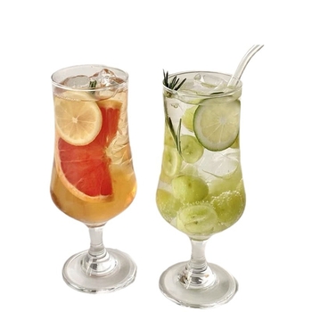 Pahar de sticlă în stil coreean pentru apă carbogazoasă, pahar înalt cu bule pentru suc de fructe și cocktail