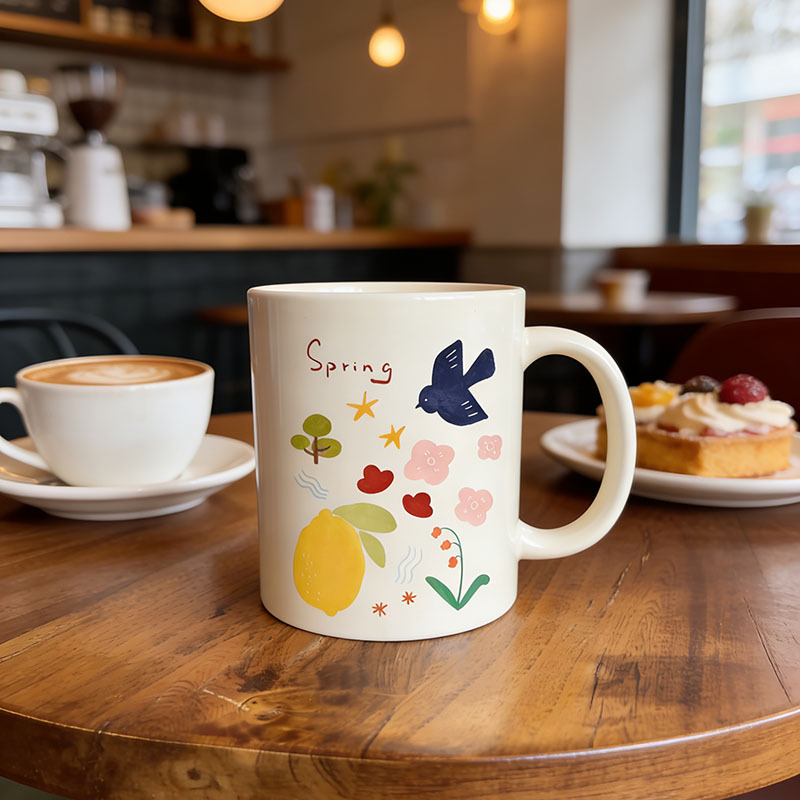 Cană ceramică personalizată pentru cupluri, cu design graffiti de desene animate