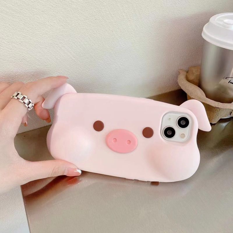 Roza svinja 3D silikonsko kućište za iPhone 11–14, Pro i Pro Max