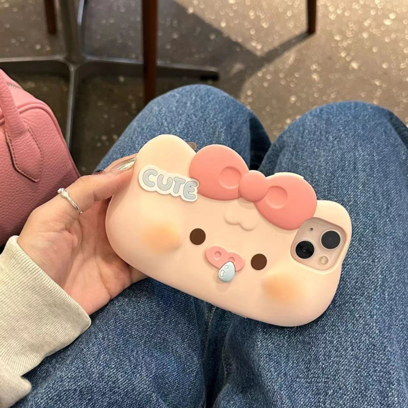 Roza svinja 3D silikonsko kućište za iPhone 11–14, Pro i Pro Max