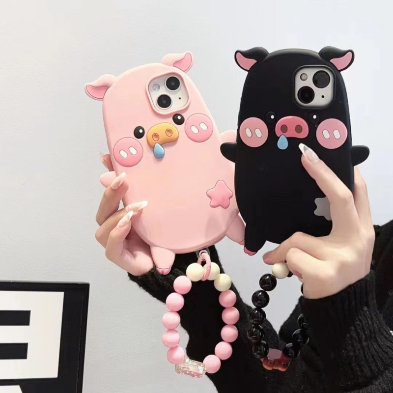 Roza svinja 3D silikonsko kućište za iPhone 11–14, Pro i Pro Max
