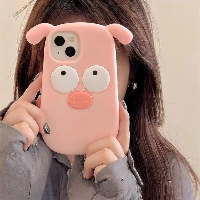 Roza svinja 3D silikonsko kućište za iPhone 11–14, Pro i Pro Max