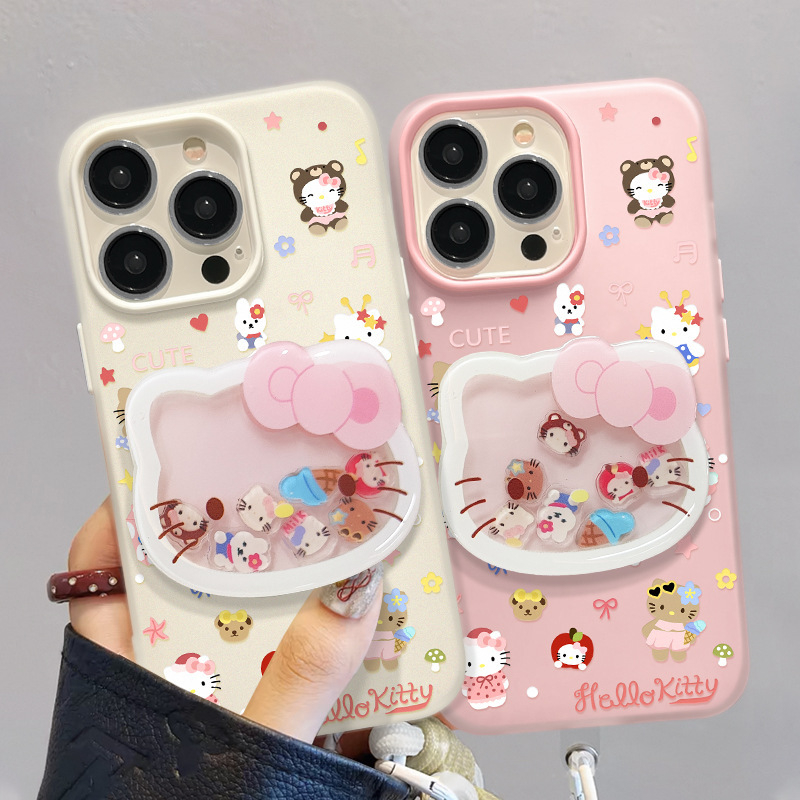 KT Cat Shaker Stand – Dvostruki silikonski kućište za iPhone, uz narukvicu i jelly dizajn u korejskom stilu