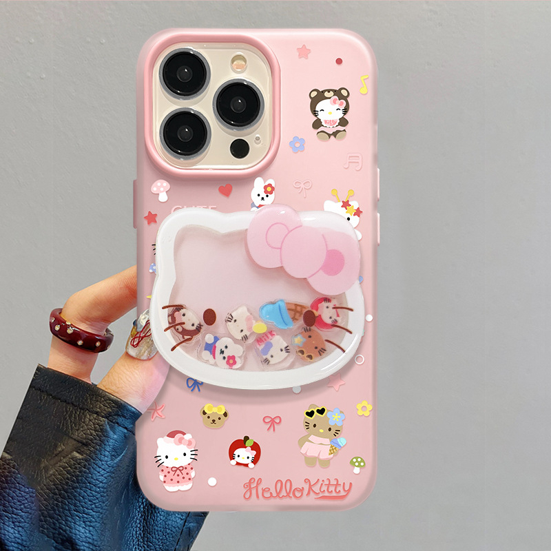 KT Cat Shaker Stand – Dvostruki silikonski kućište za iPhone, uz narukvicu i jelly dizajn u korejskom stilu
