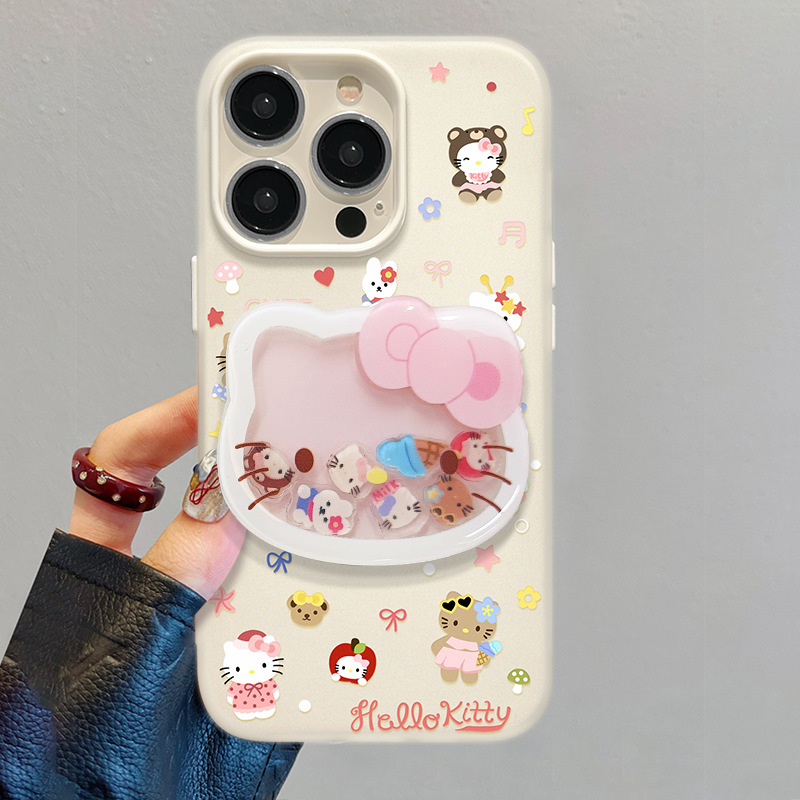 KT Cat Shaker Stand – Dvostruki silikonski kućište za iPhone, uz narukvicu i jelly dizajn u korejskom stilu