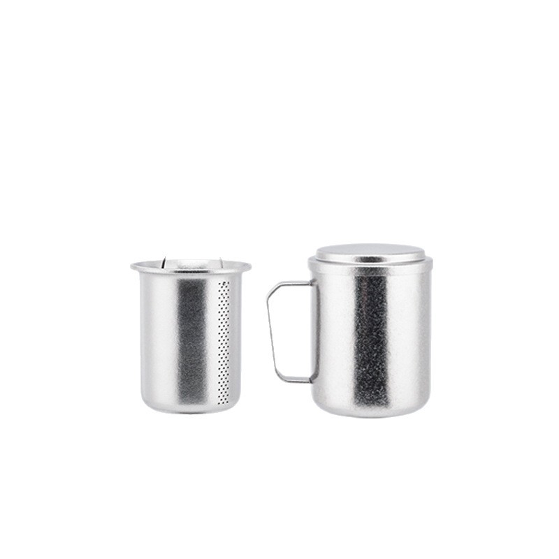 Snow Rock cană din titan pur pentru camping în aer liber, cu pereți dubli izolați, stil retro, ceașcă de cafea cu infuzor de ceai și design cu floare de gheață