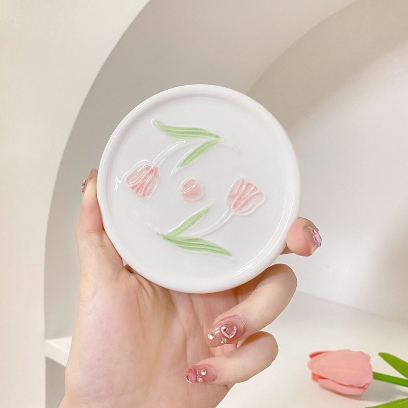 Capac ceramic pentru cană cu design floral original