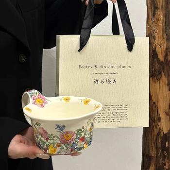 Cană ceramică elegantă pentru uz casnic, set cadou cu ceașcă de desert
