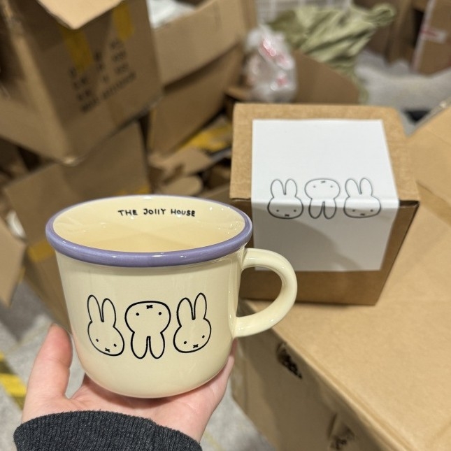 Cană ceramică drăguță pentru cafea și ceai, capacitate mare, model lapte desenat, uz casnic