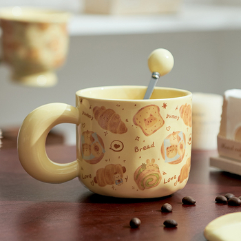 Set de căni ceramice cu design de desene animate pentru cupluri – cadou creativ pentru cafea