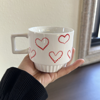 Cană ceramică cu inimă, cană de cafea în stil Instagram, cadou de Ziua Îndrăgostiților