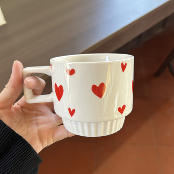 Cană ceramică cu inimă, cană de cafea în stil Instagram, cadou de Ziua Îndrăgostiților