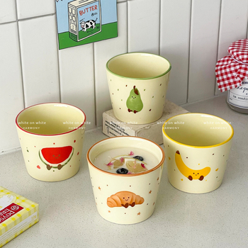 Ceașcă ceramică pentru birou, cu mâner, decor sub glazură, pentru cafea și lapte