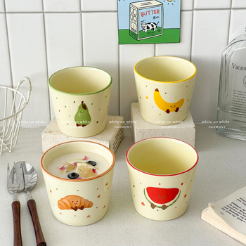 Ceașcă ceramică pentru birou, cu mâner, decor sub glazură, pentru cafea și lapte