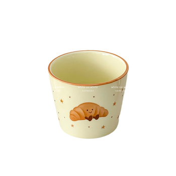 Ceașcă ceramică pentru birou, cu mâner, decor sub glazură, pentru cafea și lapte