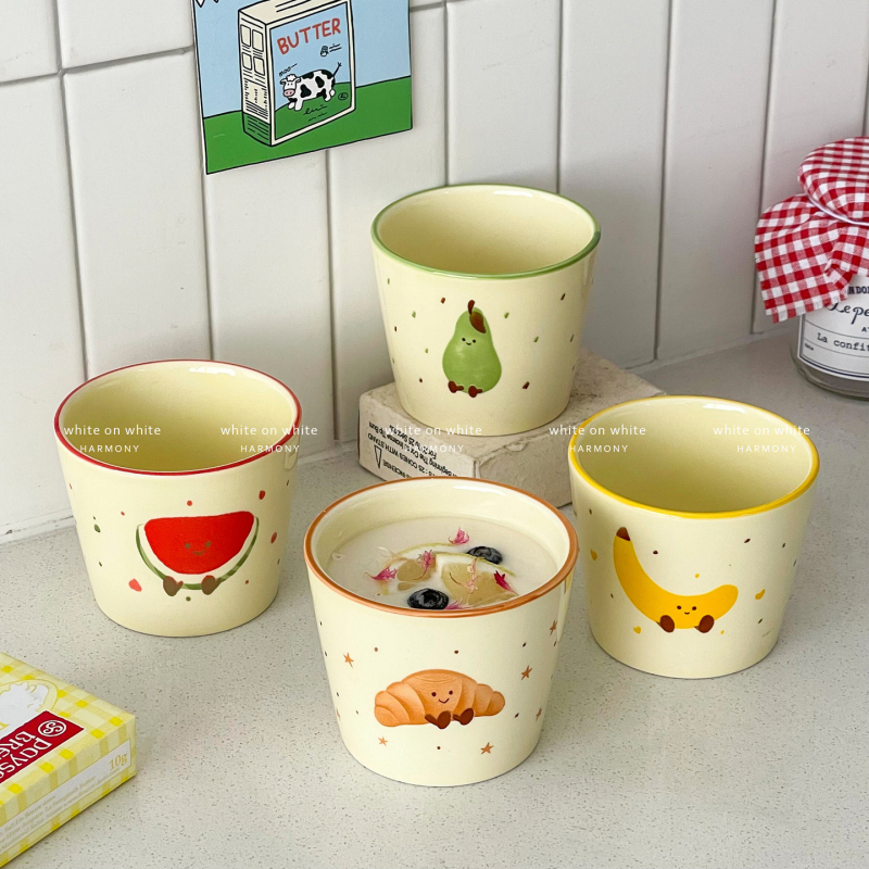 Ceașcă ceramică pentru birou, cu mâner, decor sub glazură, pentru cafea și lapte