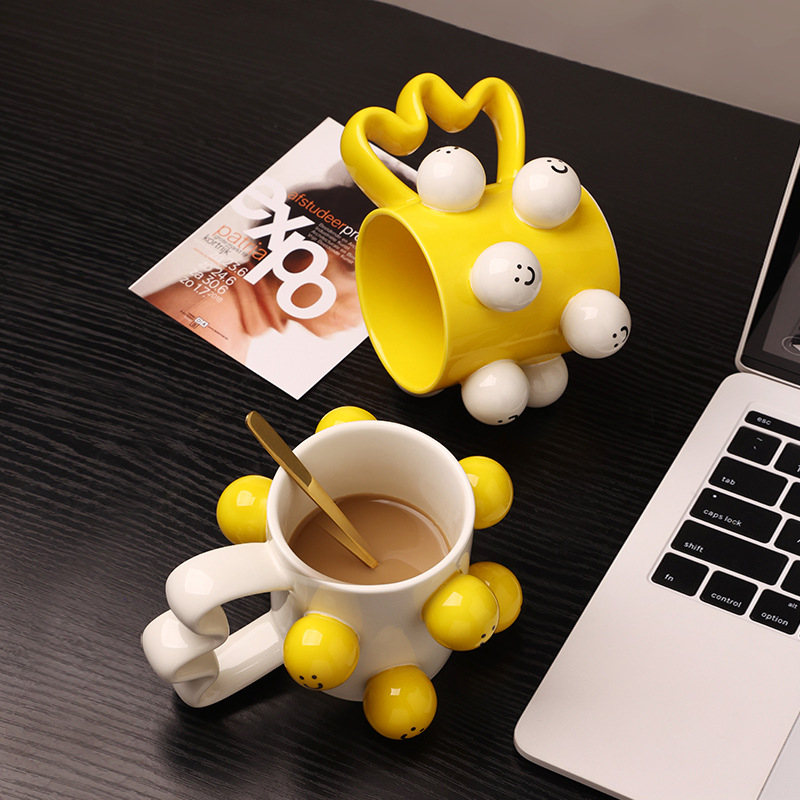 Behanmei cană ceramică cu față zâmbitoare – cuplu drăguț, ceașcă de cafea, cadou frumos pentru ea