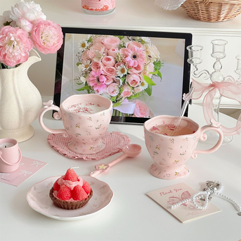 Cană ceramică în stil Instagram, drăguță și creativă, design minimalist, aspect premium, capacitate mare, pentru uz casnic