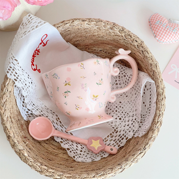 Cană ceramică în stil Instagram, drăguță și creativă, design minimalist, aspect premium, capacitate mare, pentru uz casnic