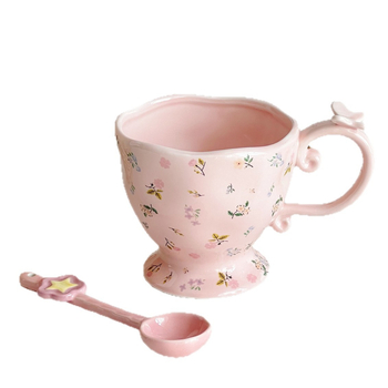 Cană ceramică în stil Instagram, drăguță și creativă, design minimalist, aspect premium, capacitate mare, pentru uz casnic
