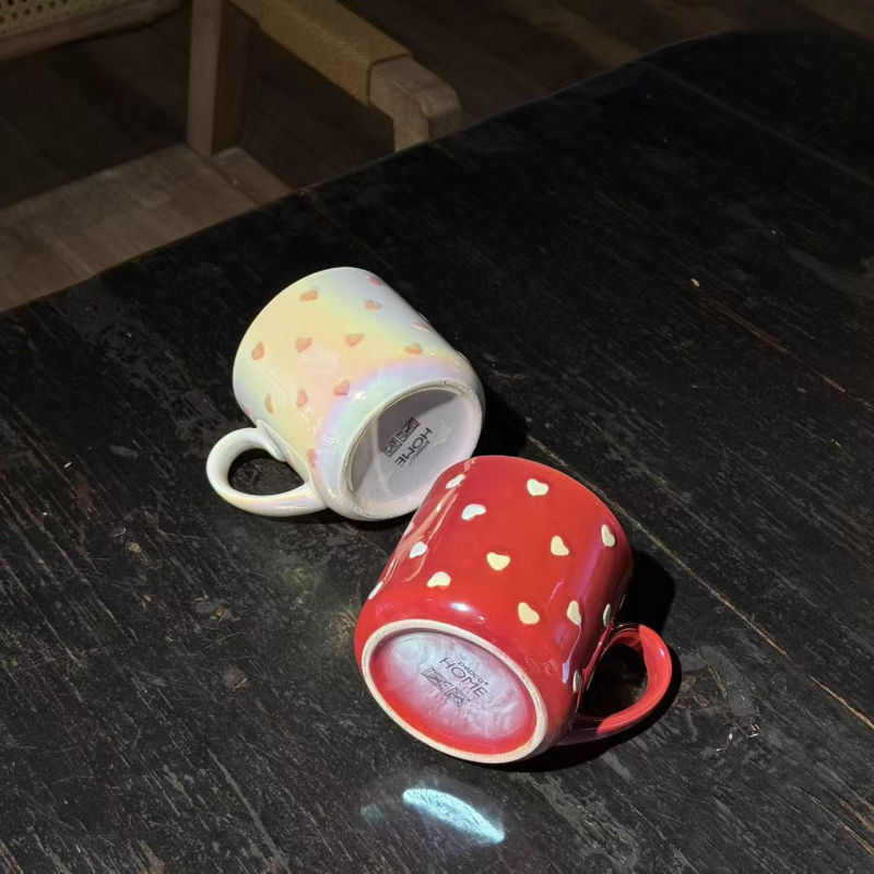 Căni ceramice în formă de inimă pentru cupluri – căni de mic dejun cu lapte, sub glazură