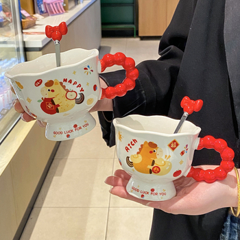 Cani ceramice drăguțe, cu design desen animat, pentru cupluri — cadou de ziua de naștere, suvenir, Anul Calului