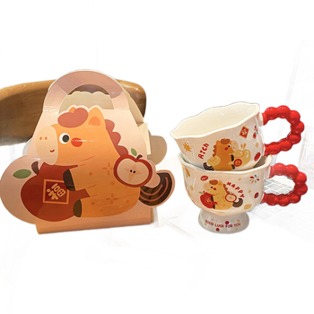 Cani ceramice drăguțe, cu design desen animat, pentru cupluri — cadou de ziua de naștere, suvenir, Anul Calului