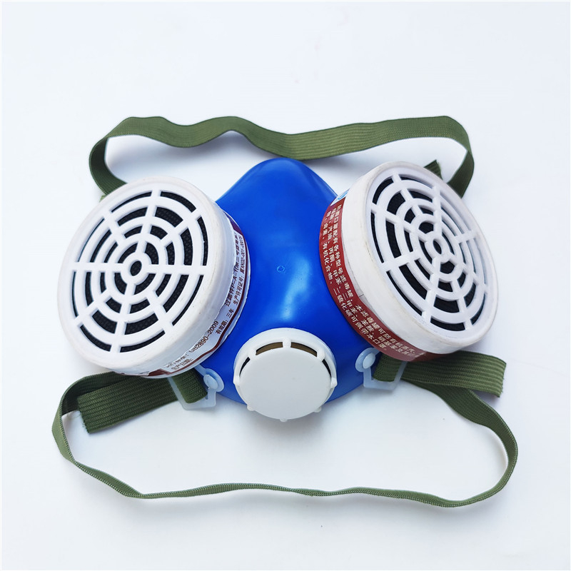 Maska za plinove s dvostrukim filtrima i aktivnim ugljem, gumeni respirator za zaštitu od toksičnih plinova