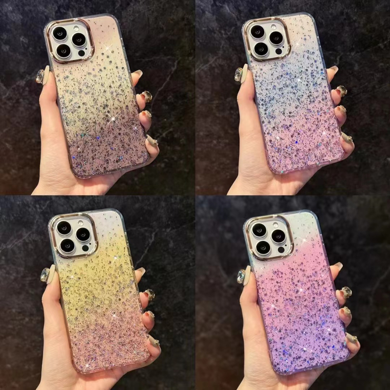 Novo magnetsko kućište s zvjezdanim glitterom za iPhone 13-16 Pro seriju, gradijentni završetak