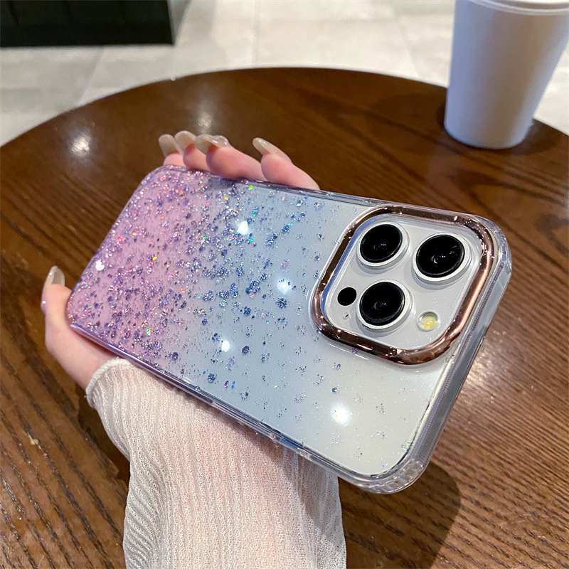 Novo magnetsko kućište s zvjezdanim glitterom za iPhone 13-16 Pro seriju, gradijentni završetak