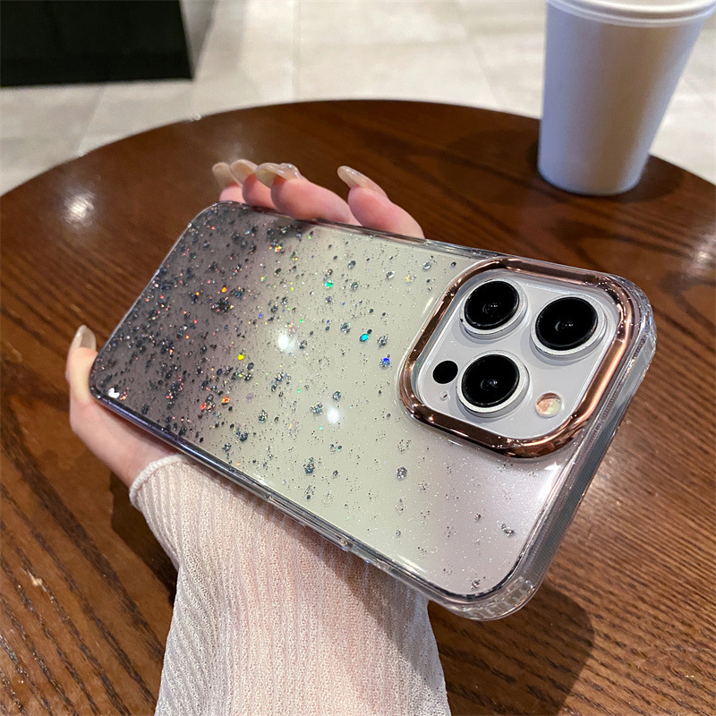 Novo magnetsko kućište s zvjezdanim glitterom za iPhone 13-16 Pro seriju, gradijentni završetak