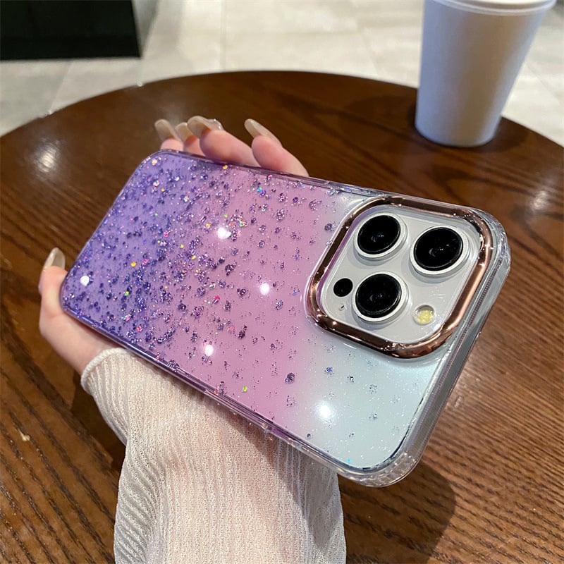 Novo magnetsko kućište s zvjezdanim glitterom za iPhone 13-16 Pro seriju, gradijentni završetak