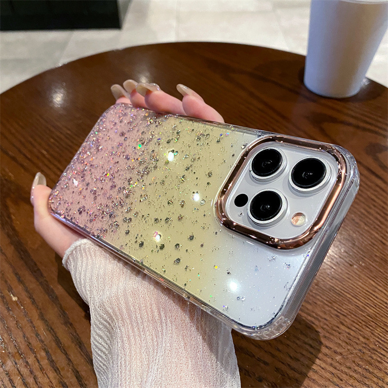 Novo magnetsko kućište s zvjezdanim glitterom za iPhone 13-16 Pro seriju, gradijentni završetak