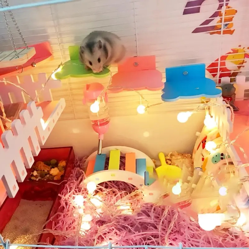 Zlatni hamster: dugačak most s ljestvicom za penjanje i luk – drvena ekološka pločica za kavez