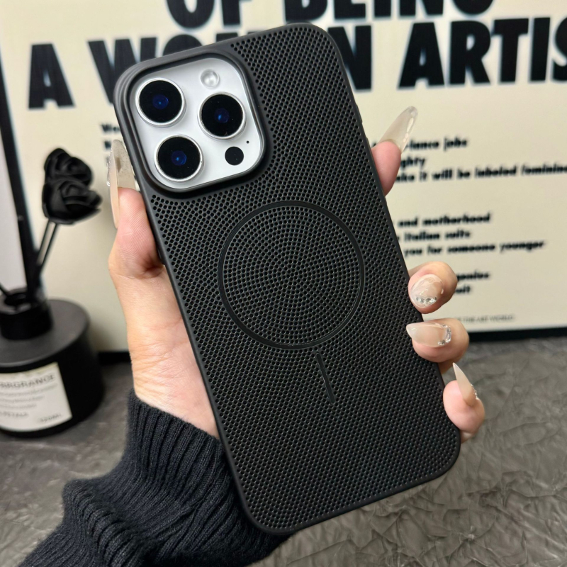 Kryt s tankim magnetskim prstenom za odvod topline za iPhone 17 Pro Max, prozračna mrežasta zaštita za iPhone 16