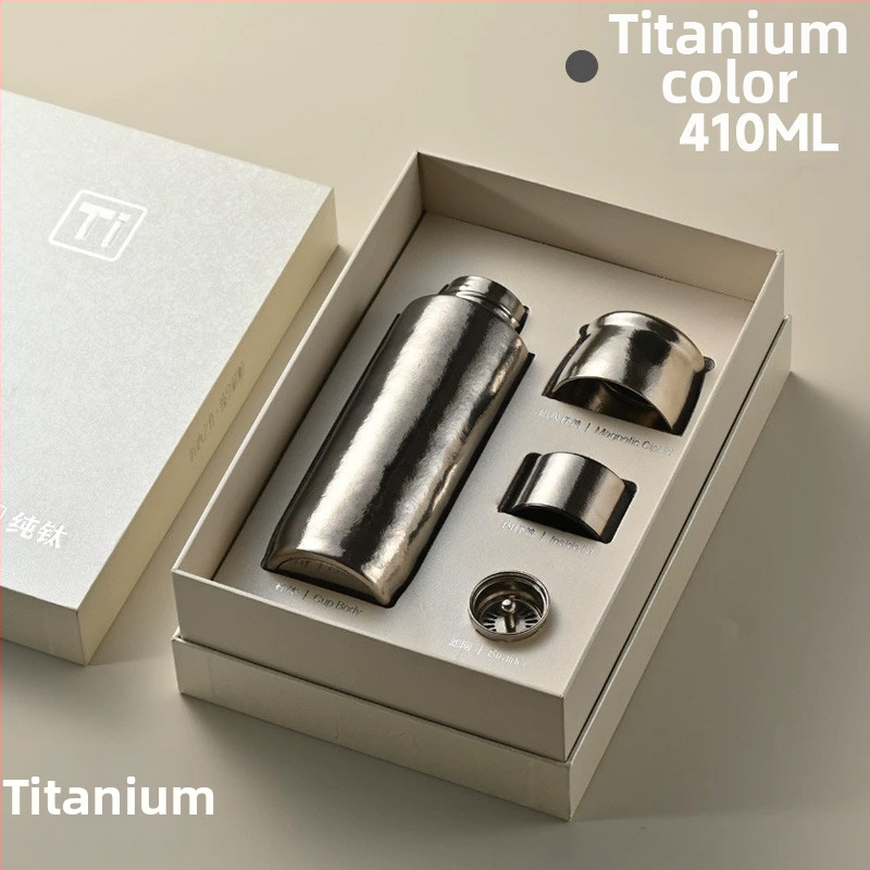  Termos din titan pur cu separare ceai-apă, cană izolată de birou, cadou premium din titan