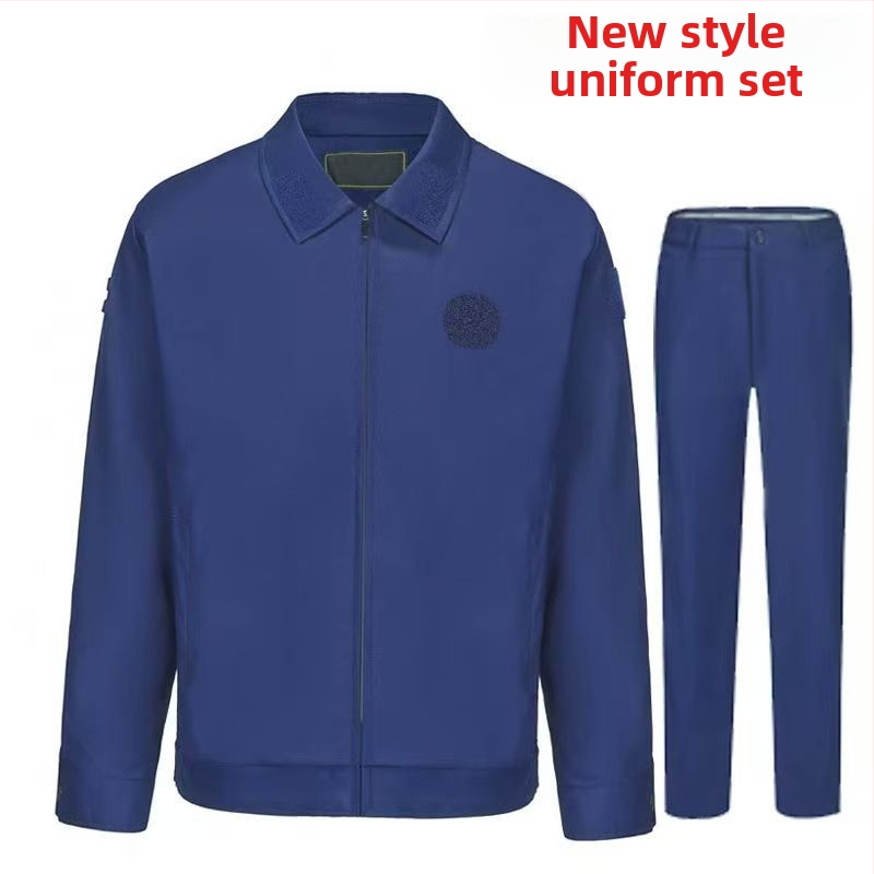 Modrá výcviková uniforma pre hasičov, s krátkymi rukávmi, unisex, celoročné použitie