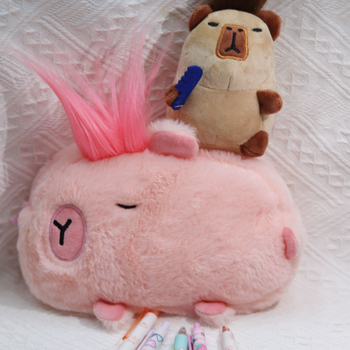 Penar din pluș cu capybara, capacitate mare, organizator școlar cu design desen animat, material catifelat