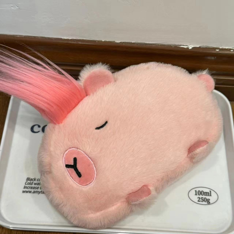 Penar din pluș cu capybara, capacitate mare, organizator școlar cu design desen animat, material catifelat