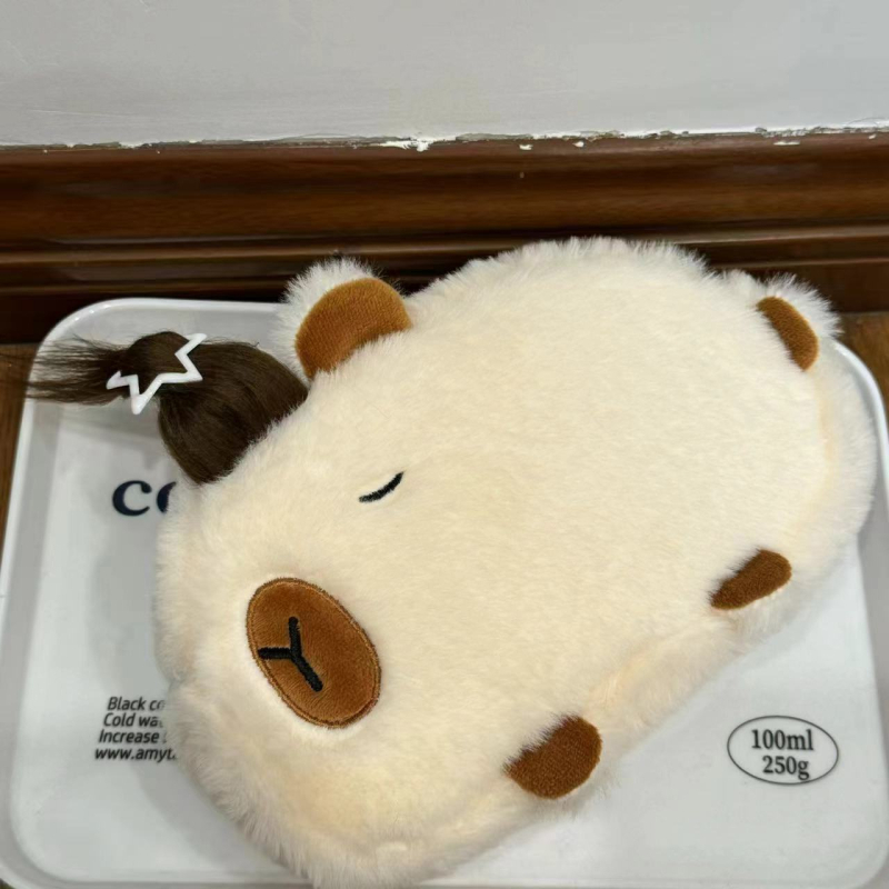 Penar din pluș cu capybara, capacitate mare, organizator școlar cu design desen animat, material catifelat