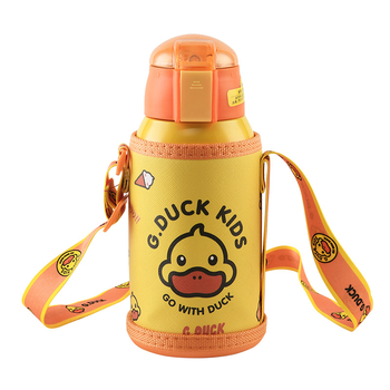 Little Yellow Duck Termos pentru copii cu pai, din oțel inoxidabil 316, clasă alimentară