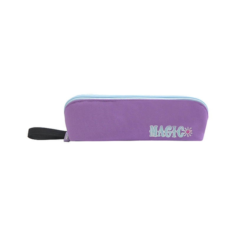 Etui multifunctional orizontal pentru elevi - capacitate mare, material Oxford, albastru și roz, fermoar comod