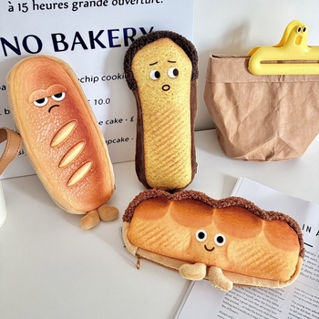 Etui plușat pentru creioane, în formă de toast pufos, stil japonez, fată drăguță, design creativ nou 2025