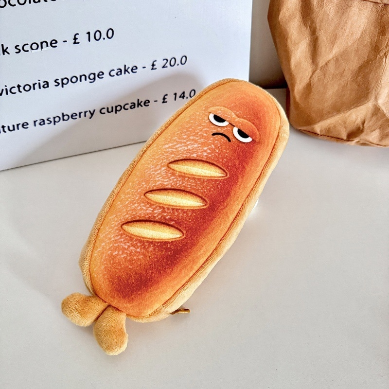 Etui plușat pentru creioane, în formă de toast pufos, stil japonez, fată drăguță, design creativ nou 2025