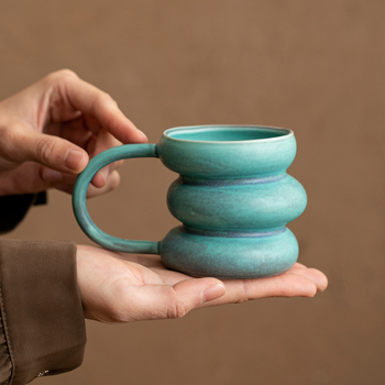 Cană ceramică vintage pentru latte art, cană pentru cupluri, cană de birou premium