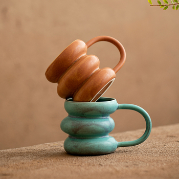 Cană ceramică vintage pentru latte art, cană pentru cupluri, cană de birou premium