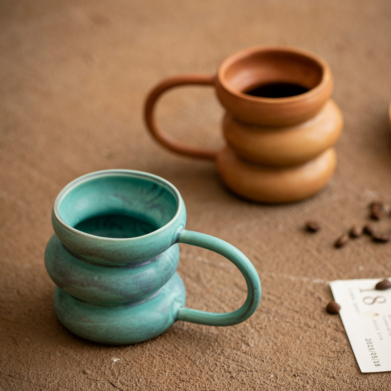 Cană ceramică vintage pentru latte art, cană pentru cupluri, cană de birou premium