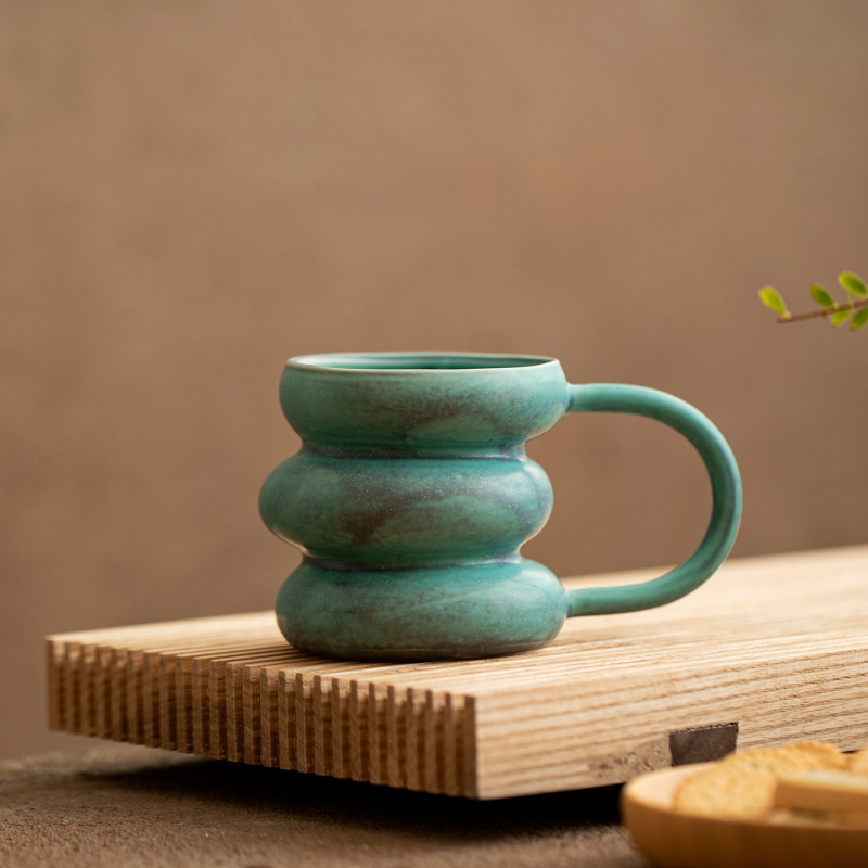 Cană ceramică vintage pentru latte art, cană pentru cupluri, cană de birou premium
