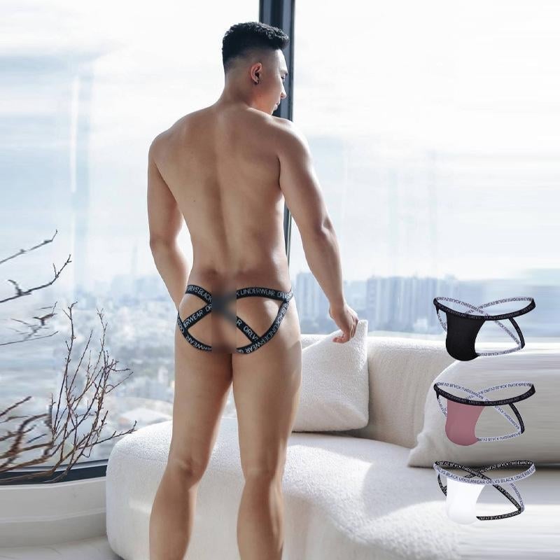 ORLVS muški thong s leđnim preskriženim trakama, niski struk, seksi i tijesno, modalna tkanina